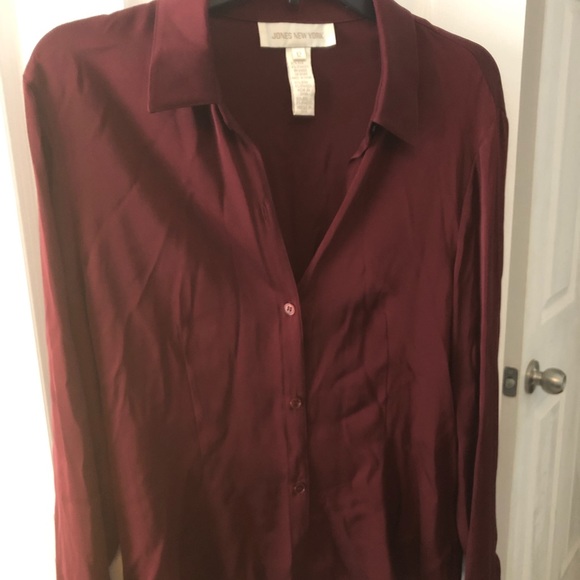 Jones New York Silk Top - flare cuff, Size 12 - Picture 1 of 4